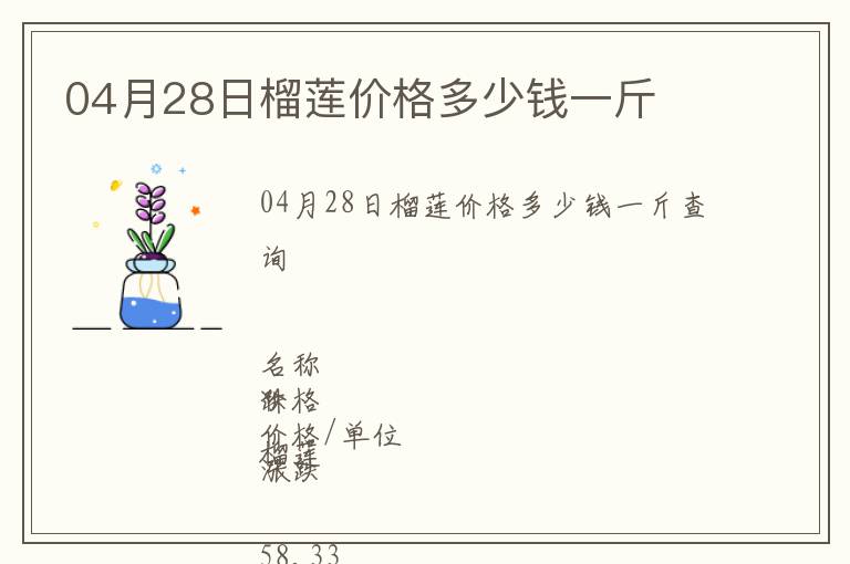 04月28日榴蓮價格多少錢一斤
