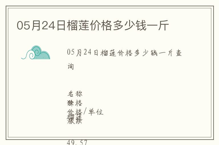 05月24日榴蓮價格多少錢一斤