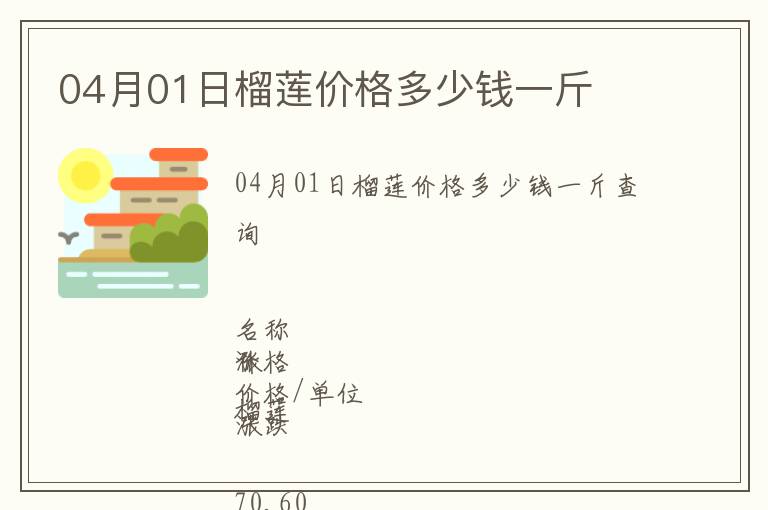 04月01日榴蓮價格多少錢一斤