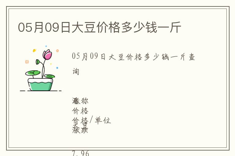 05月09日大豆價格多少錢一斤