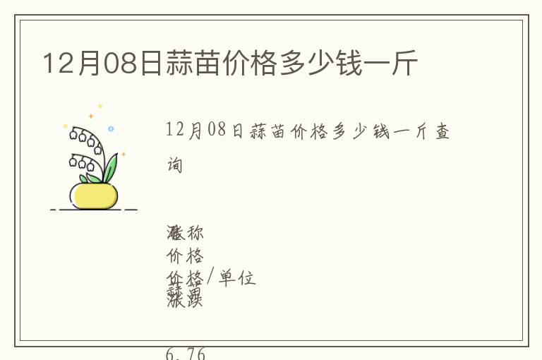12月08日蒜苗價(jià)格多少錢一斤