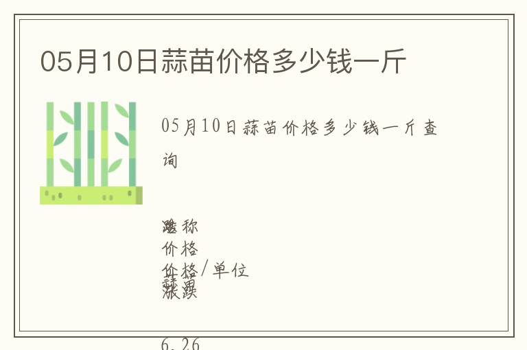 05月10日蒜苗價格多少錢一斤