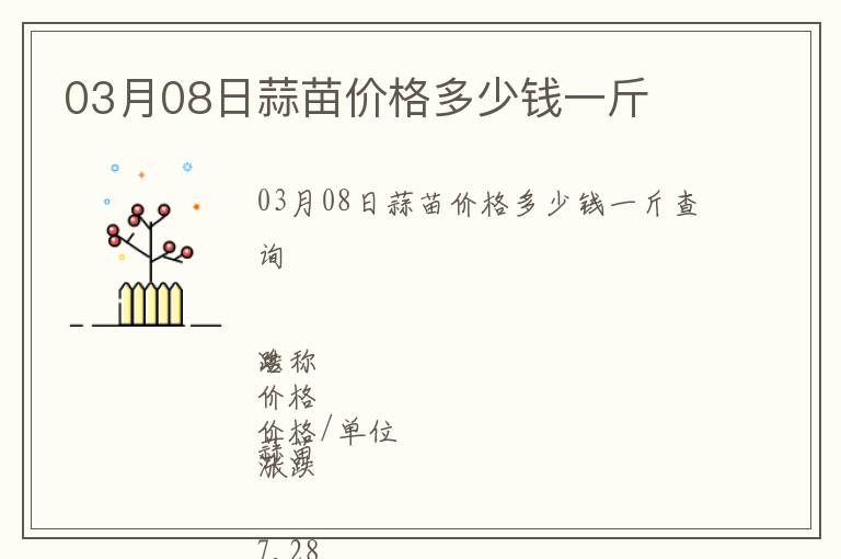 03月08日蒜苗價(jià)格多少錢(qián)一斤