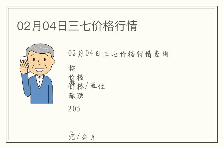 02月04日三七價(jià)格行情