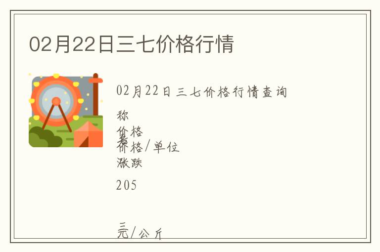 02月22日三七價格行情