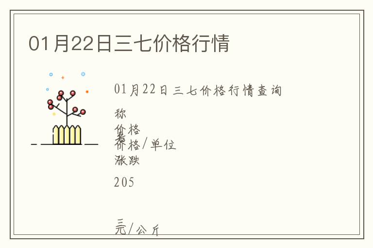 01月22日三七價格行情