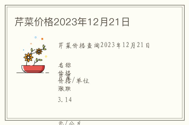 芹菜價格2023年12月21日