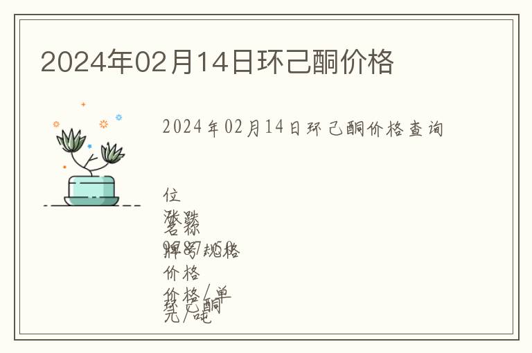 2024年02月14日環己酮價格