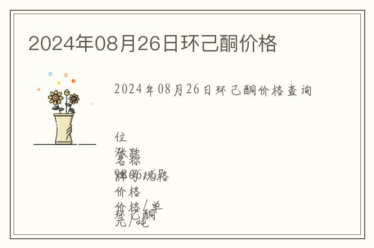 2024年08月26日環(huán)己酮價(jià)格