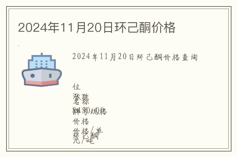 2024年11月20日環己酮價格