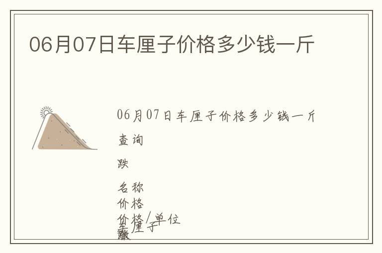 06月07日車?yán)遄觾r格多少錢一斤