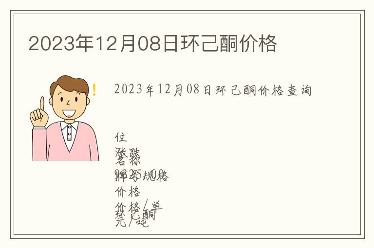 2023年12月08日環(huán)己酮價格