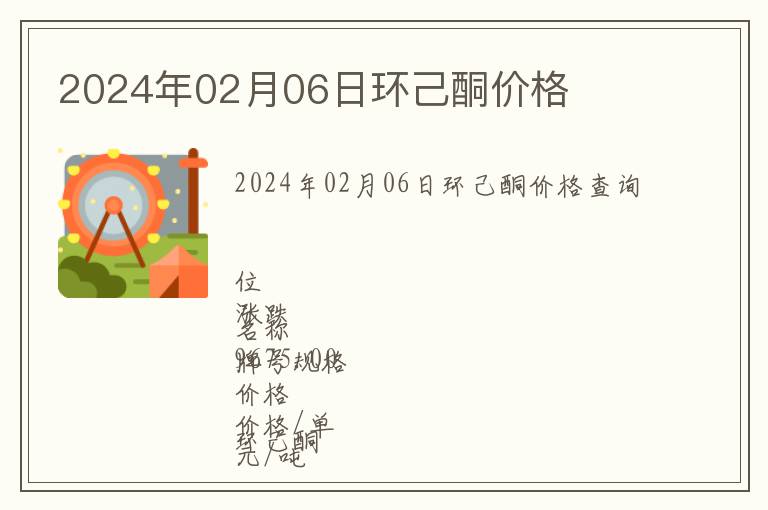 2024年02月06日環己酮價格