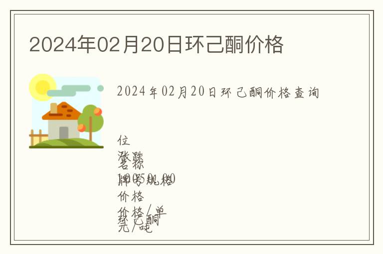 2024年02月20日環己酮價格