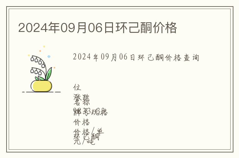 2024年09月06日環己酮價格