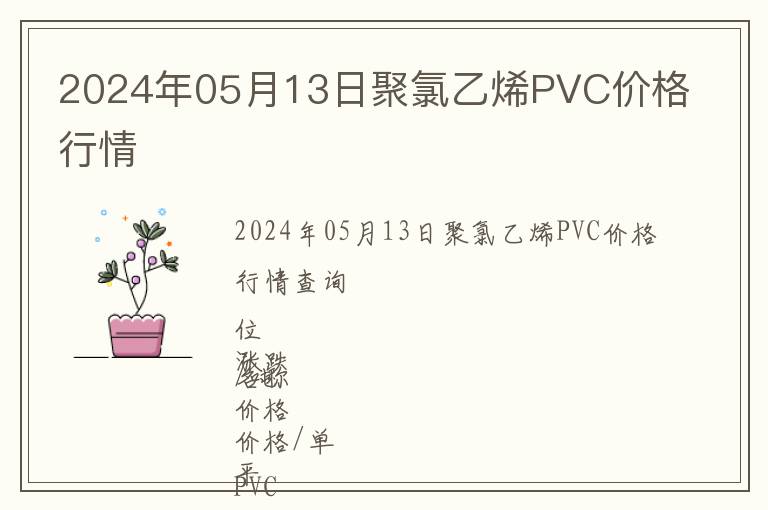 2024年05月13日聚氯乙烯PVC價格行情
