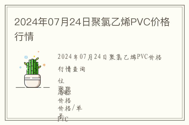 2024年07月24日聚氯乙烯PVC價(jià)格行情