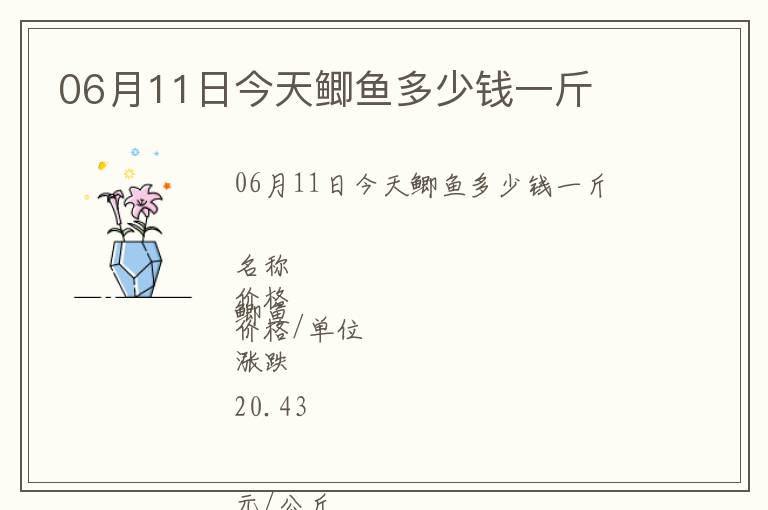 06月11日今天鯽魚多少錢一斤