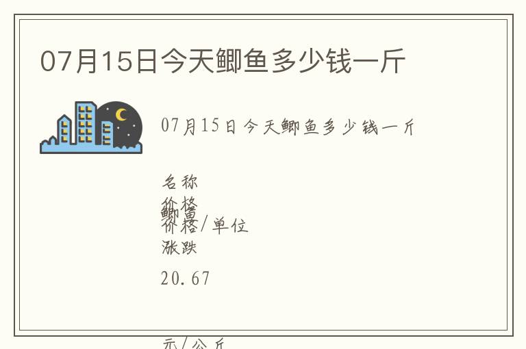 07月15日今天鯽魚多少錢一斤