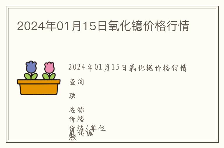 2024年01月15日氧化鐿價格行情
