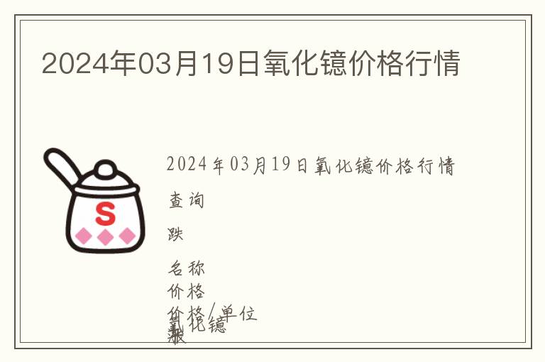 2024年03月19日氧化鐿價格行情