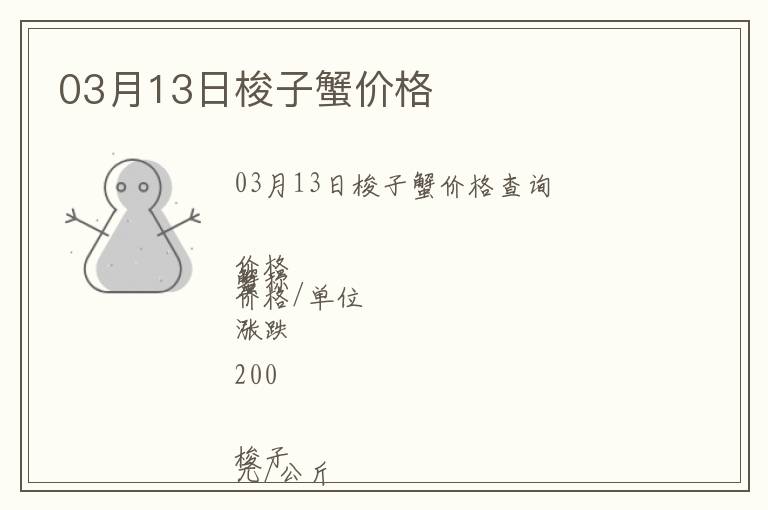 03月13日梭子蟹價格