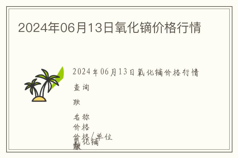2024年06月13日氧化鏑價格行情