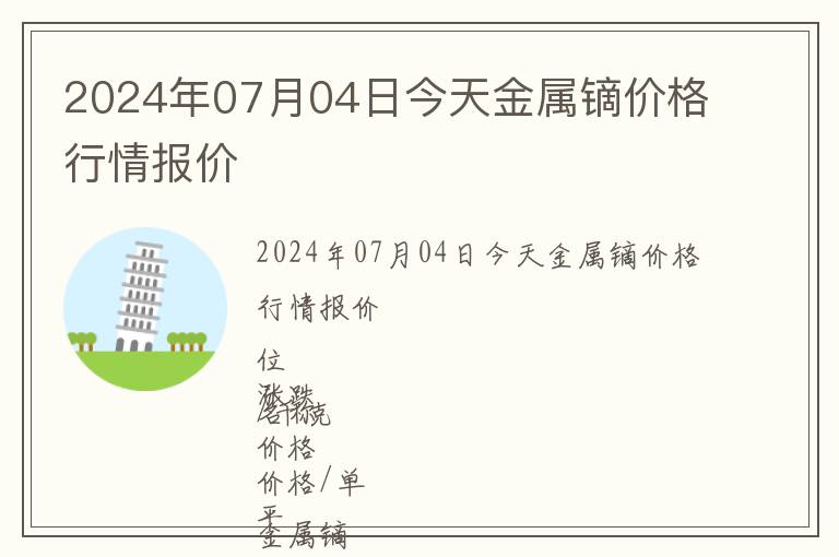 2024年07月04日今天金屬鏑價格行情報價