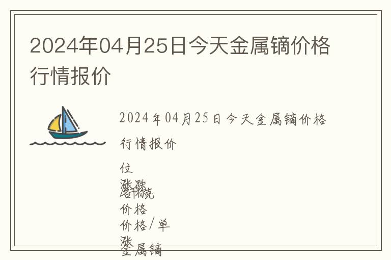 2024年04月25日今天金屬鏑價格行情報價