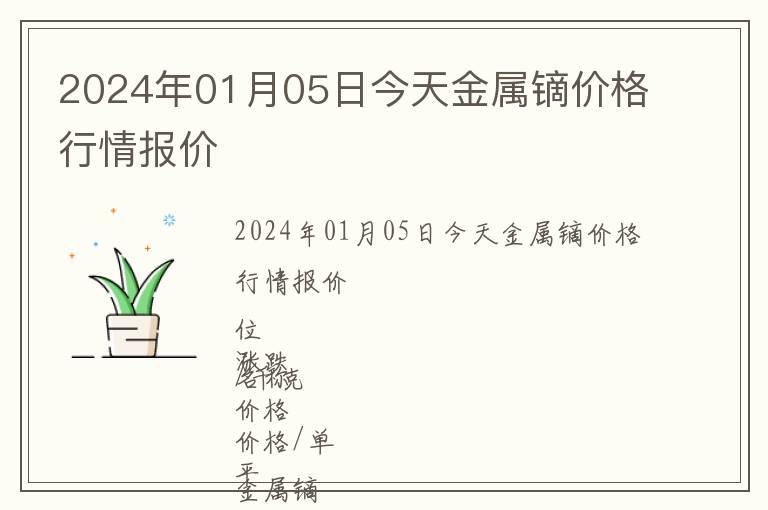 2024年01月05日今天金屬鏑價格行情報價