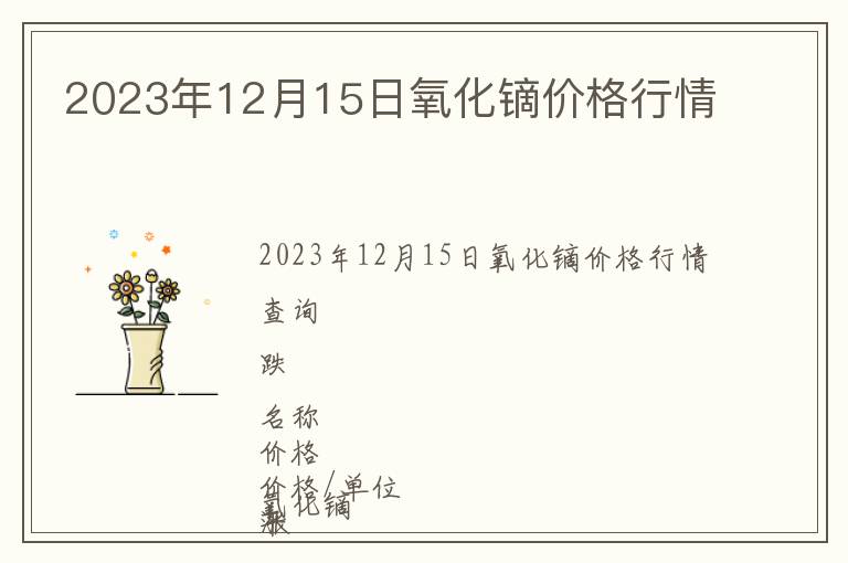 2023年12月15日氧化鏑價格行情