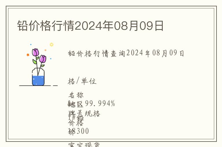 鉛價(jià)格行情2024年08月09日