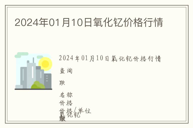 2024年01月10日氧化釔價格行情