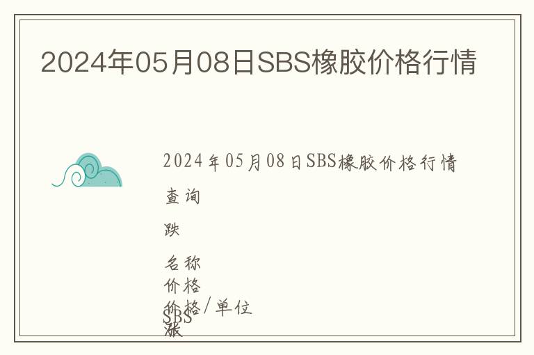 2024年05月08日SBS橡膠價格行情