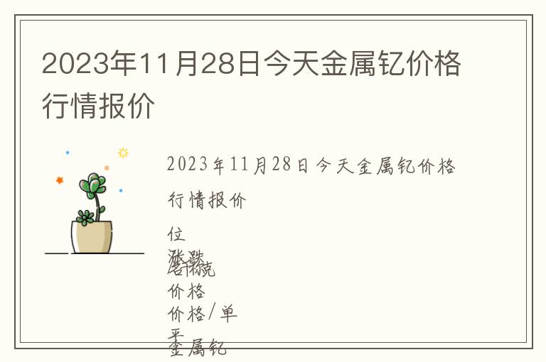 2023年11月28日今天金屬釔價格行情報價