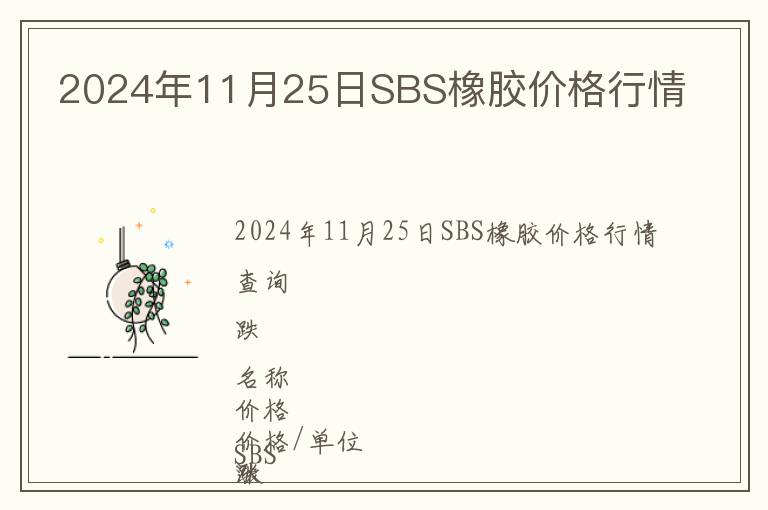 2024年11月25日SBS橡膠價格行情