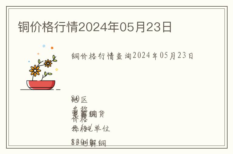 銅價(jià)格行情2024年05月23日