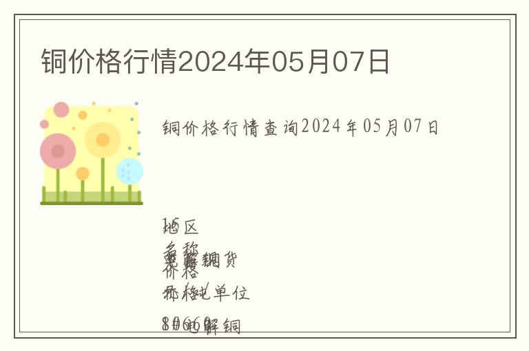 銅價(jià)格行情2024年05月07日