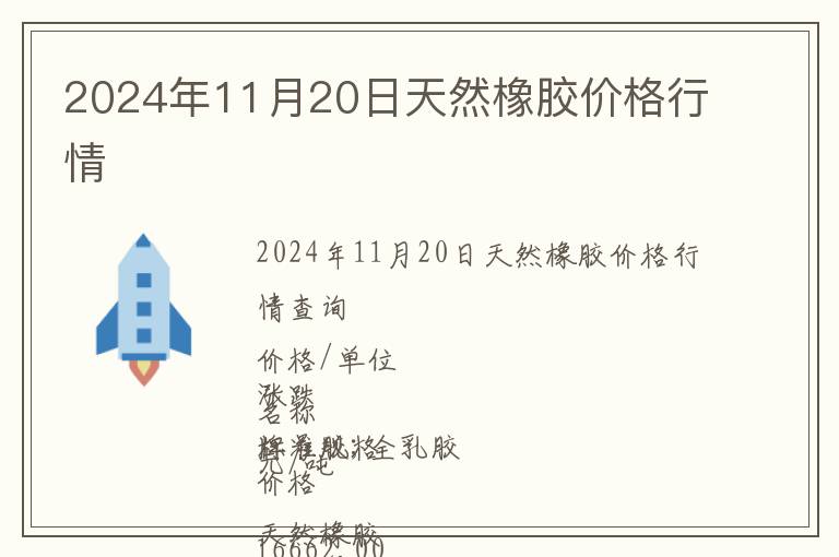 2024年11月20日天然橡膠價(jià)格行情
