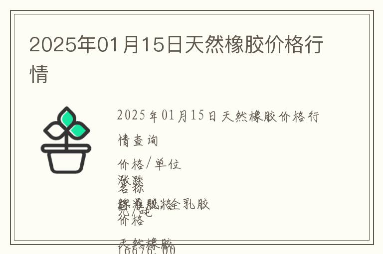 2025年01月15日天然橡膠價格行情