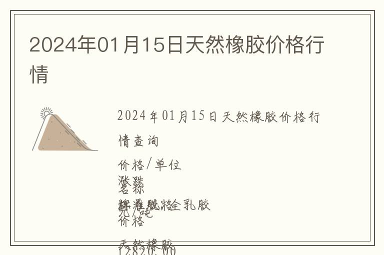 2024年01月15日天然橡膠價格行情