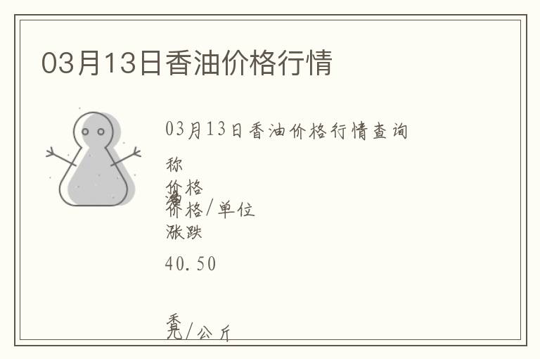 03月13日香油價(jià)格行情