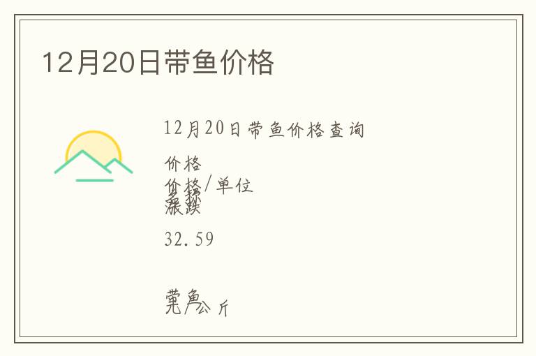 12月20日帶魚價(jià)格