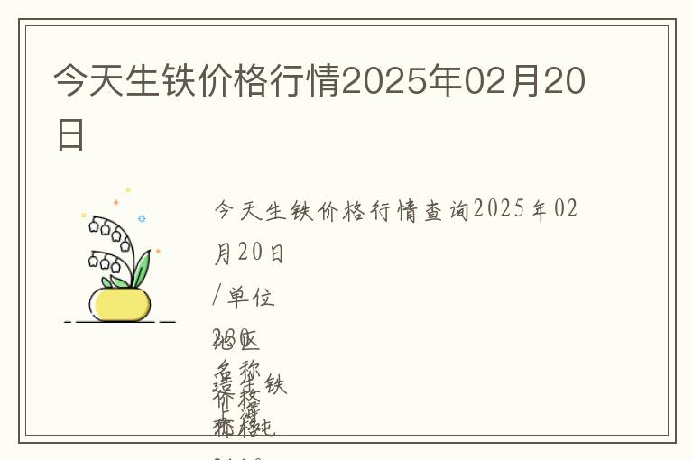 今天生鐵價(jià)格行情2025年02月20日