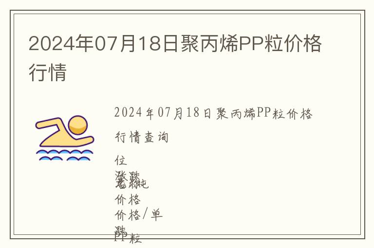 2024年07月18日聚丙烯PP粒價(jià)格行情