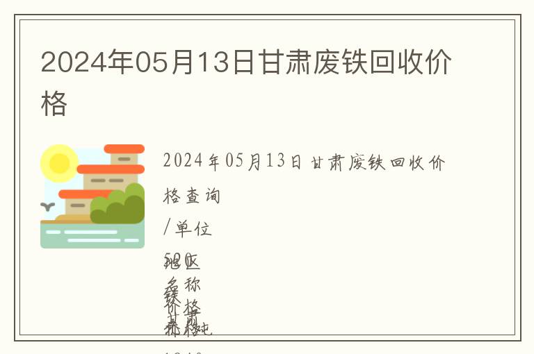 2024年05月13日甘肅廢鐵回收價格