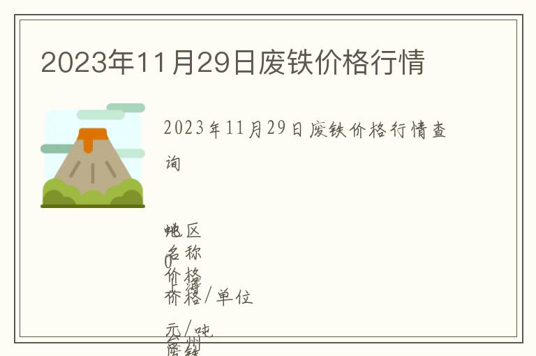 2023年11月29日廢鐵價(jià)格行情