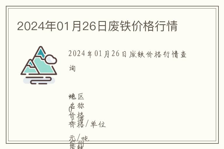 2024年01月26日廢鐵價格行情