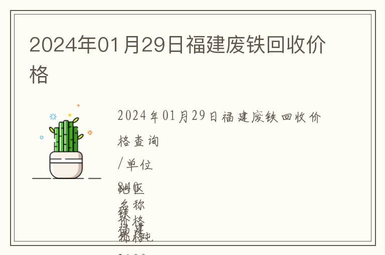 2024年01月29日福建廢鐵回收價格