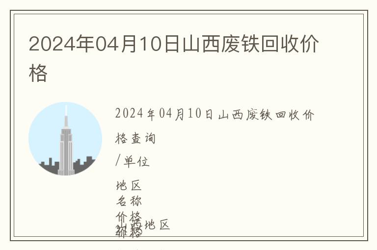 2024年04月10日山西廢鐵回收價格